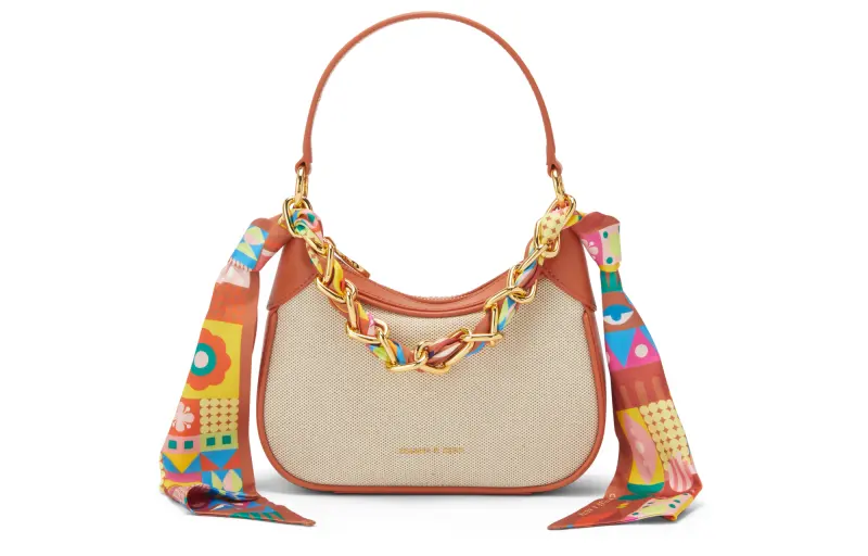 CHARLES&KEITH Silk Scarf Canvas Collection Canvas Polyurethane Shoulder Bag, Handbag Small Women's Multicolor