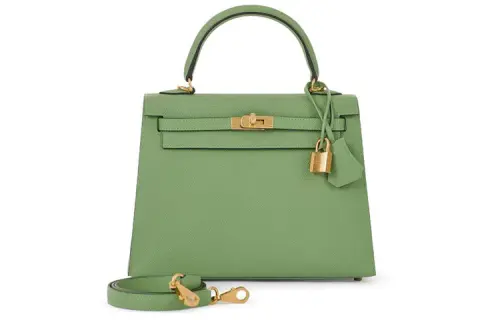 HERMES Kelly Epsom Calfskin Kelly Bag, One Shoulder Handbag 25 Women's 3I Vert Criquet Avocado Green
