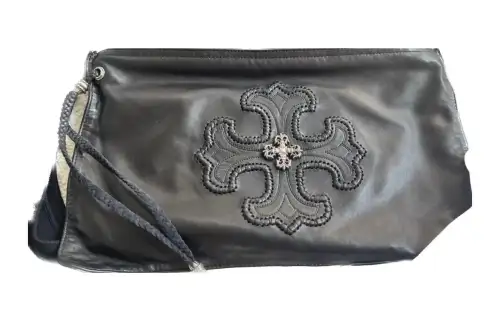 Chrome Hearts Leather Clutch Women's Black