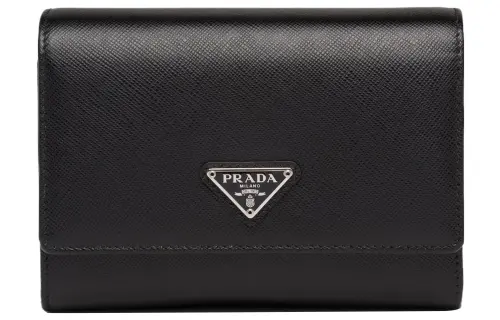 PRADA Saffiano Leather Card Storage Bag Unisex Black