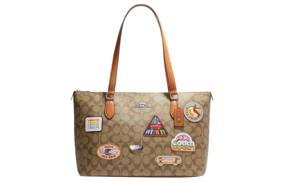 COACH Gallery Leather Tote Bag, Shopping Bag, Handbag, Shoulder Bag Large Women's Brown