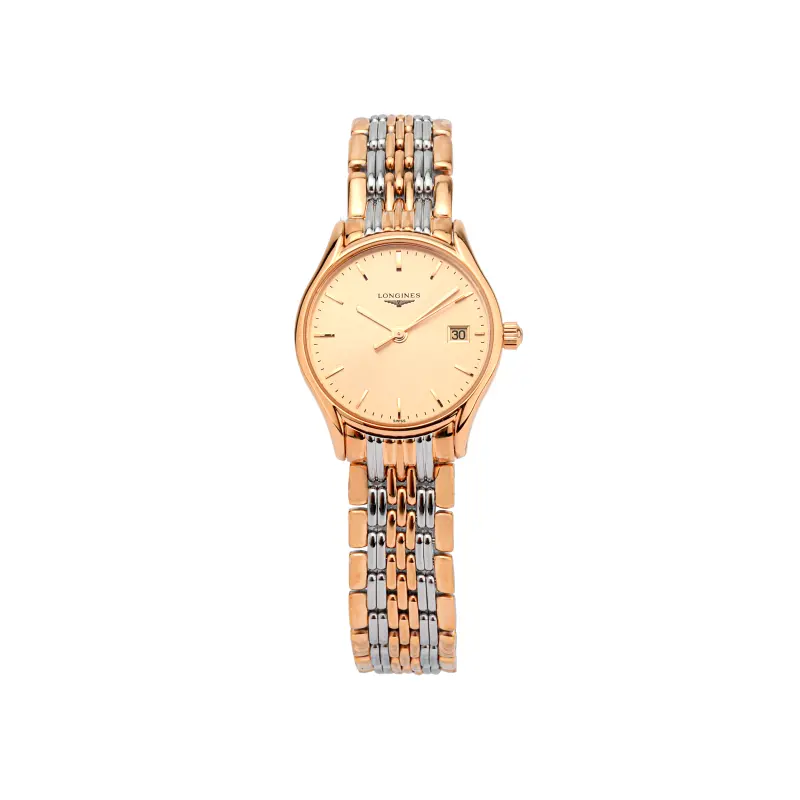 LONGINES Lvya Collection Quartz Movement 30m Waterproof Women's Watch 25mm Gold Dial