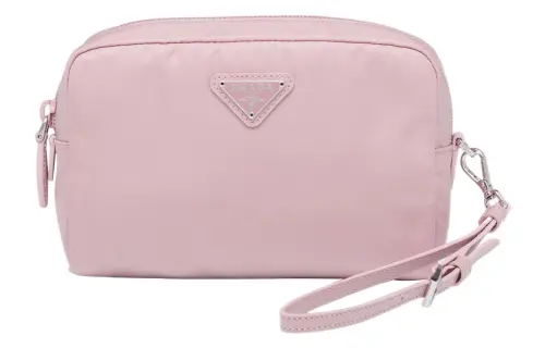 PRADA Recycled Nylon Blend Fabric Clutch Women's Snow Pink