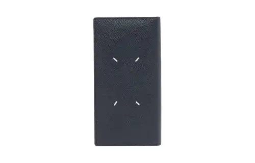 Maison Margiela Pebbled Leather Wallet Men's Blue Gray