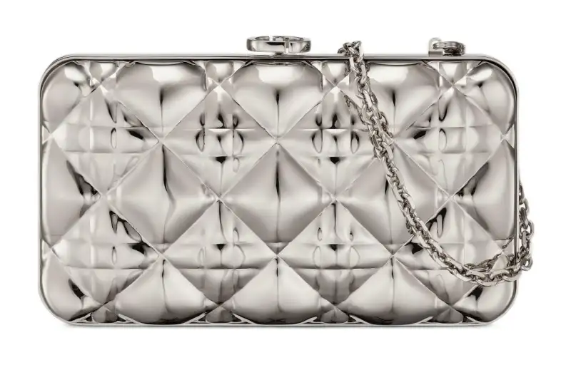 DIOR Wicker Pattern Shoulder Bag, Crossbody Bag Regular Women's Silver