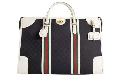 GUCCI Cotton Travel Bag, Luggage Bag, Shoulder Bag, Crossbody Bag, Handbag Extra Large Men's Black/White