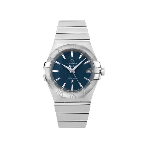 OMEGA Omega, mechanical mechanism, waterproof men's watch, blue dial, watch strap stainless steel, Switzerland, 100meter, 35mm, 35mm