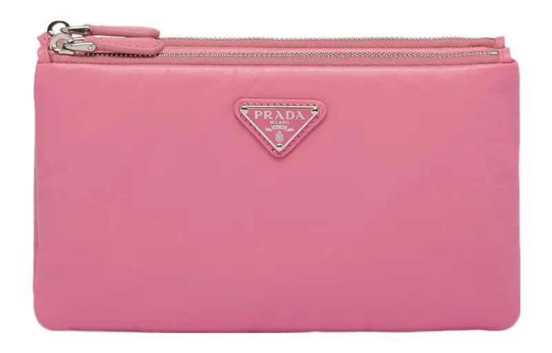 PRADA Soft Sheep Leather Clutch Regular Women's Pink