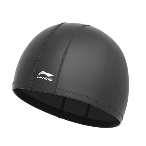 Li Ning, waterproof durable safe polyurethane black swimming cap for men and women