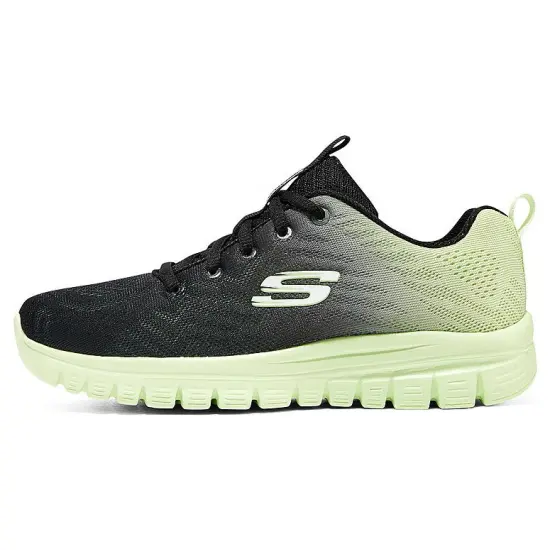 Skechers Graceful Sugar Cushioning Wear-Resistant Low-Top Casual Shoes Women's Black Green