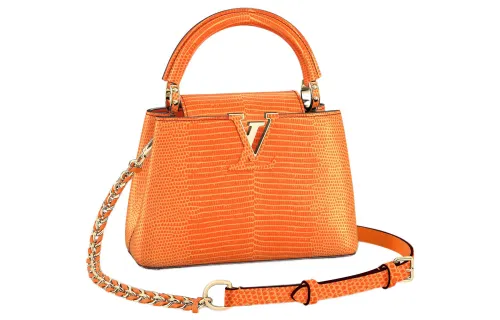 LOUIS VUITTON Capucines Detachable Strap Lizard Leather Kapsyn Shoulder Bag, Crossbody Bag, Handbag Mini Women's Orange