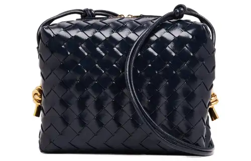 Bottega Veneta Loop Cow Leather Camera Bag, Shoulder Bag, Crossbody Bag Small Women's Dark Blue