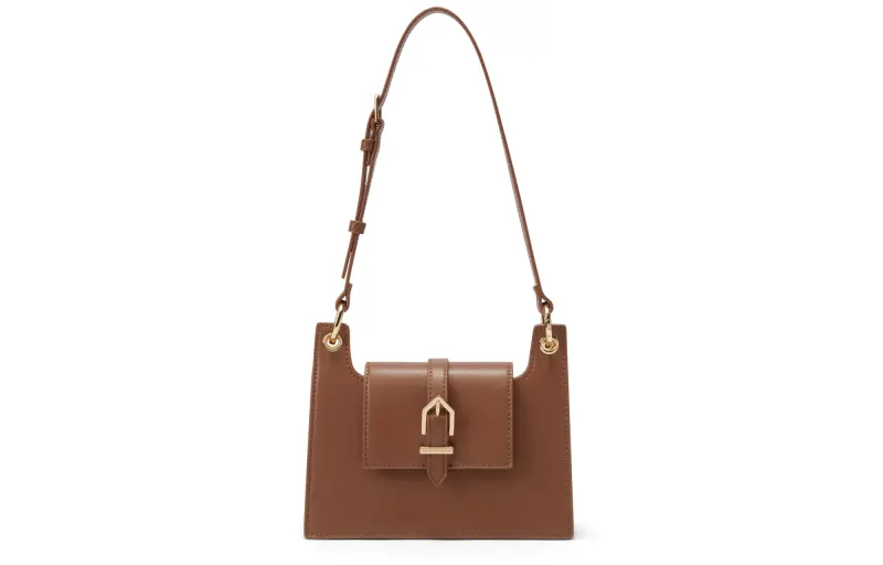 CHARLES&KEITH Pu Shoulder Bag, Portable Crossbody Bag Small Women's White/Brown