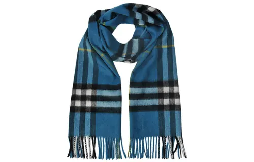 Burberry Plaid Cashmere Knit Scarves Men's Blue