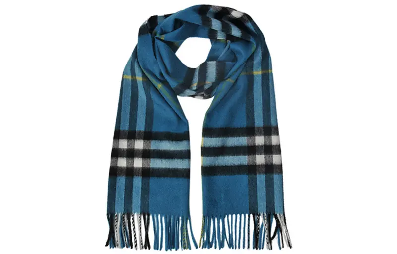 Burberry Plaid Cashmere Knit Scarves Men's Blue