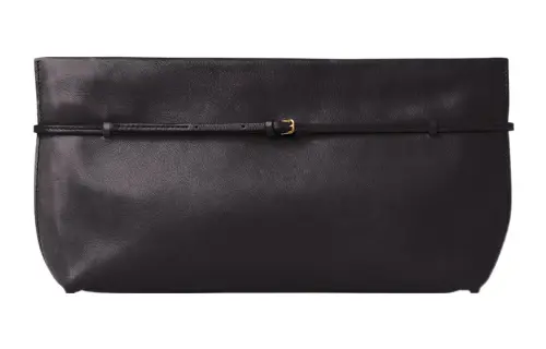 THE ROW Sienna Polished Saddle Leather Clutch Regular Women's Black