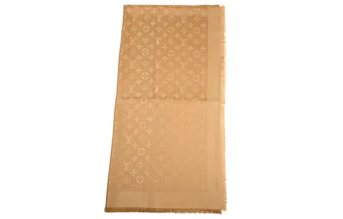 LOUIS VUITTON Monogram Classic Knit Scarves Unisex Coffee