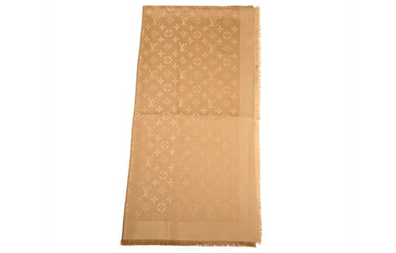 LOUIS VUITTON Monogram Classic Knit Scarves Unisex Coffee