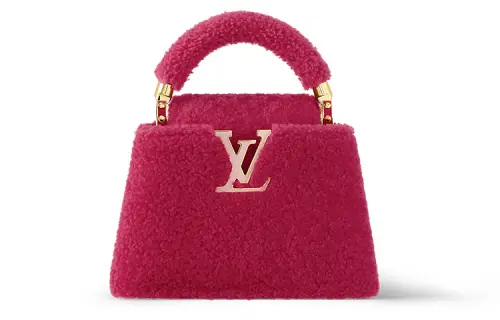 LOUIS VUITTON Capucines Detachable Strap Shearling Kapsyn Shoulder Bag, Crossbody Bag, Handbag Mini Women's Fuchsia