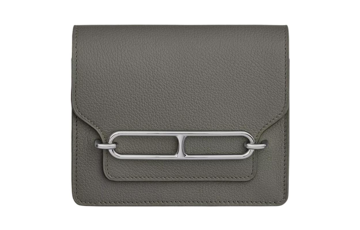 HERMES Roulis Evercolor Calfskin Pig Nose Wallet Bag Women's 0L Grismeyer Rain Cloud Gray