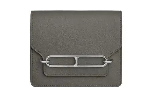 HERMES Roulis Evercolor Calfskin Pig Nose Wallet Bag Women's 0L Grismeyer Rain Cloud Gray