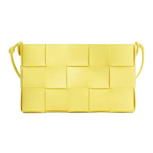 Bottega Veneta CASSETTE Calfskin Pochette, Shoulder Bag Portable One Shoulder Crossbody Clutch Medium Women's Yellow