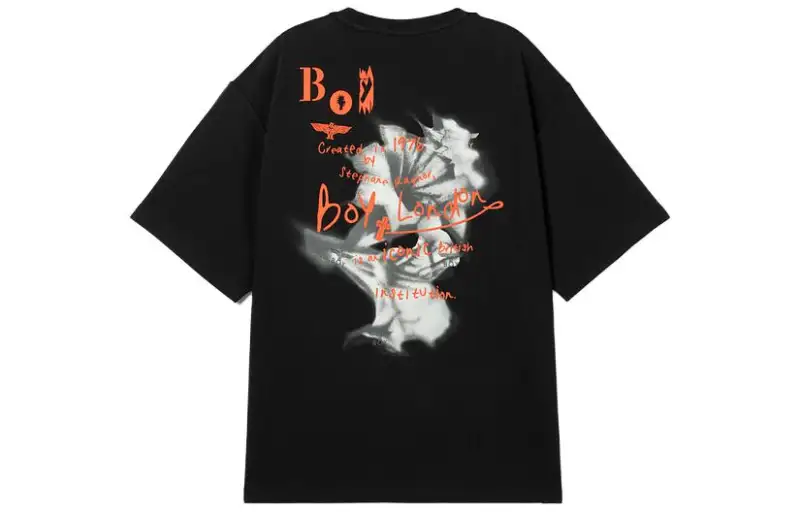Boy London T Shirts Unisex Black Crew Neck Moderate
