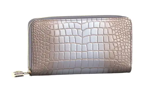 LOUIS VUITTON Zippy Soft Light Crocodile Leather Wallet Women's Metallic