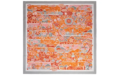 HERMES Knit Scarves Women's Orange