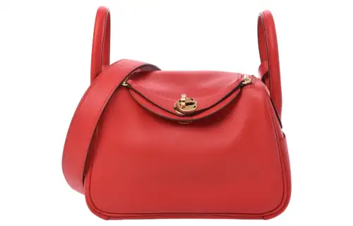 HERMES Lindy Swift Calfskin Handbag 19 Women's 55 Rouge H Hermes Red