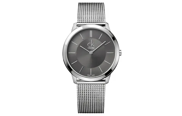 CALVIN KLEIN Wrist Watches Quartz Movement Stainless Steel Strap 40mm Gray Dial Unisex 30m Water Resistant