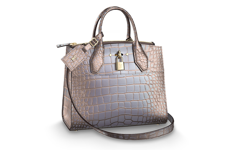 LOUIS VUITTON City Steamer Detachable Strap Soft Light Crocodile Leather Shoulder Bag, Crossbody Bag, Handbag Small