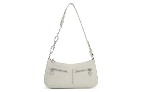 CHARLES&KEITH Leather Charles & Keith Shoulder Bag Small Women's Chalk White/Black