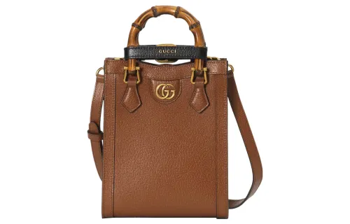 GUCCI Diana Leather Tote Bag, Shopping Bag, Handbag Mini Women's Brown