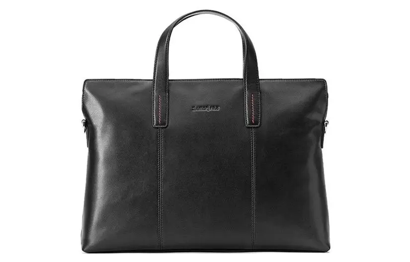 SAMSONITE Cow Leather Briefcase, Handbag Regular Men's Black