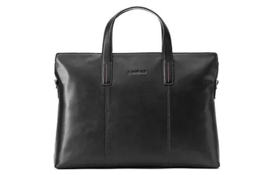 SAMSONITE Cow Leather Briefcase, Handbag Regular Men's Black