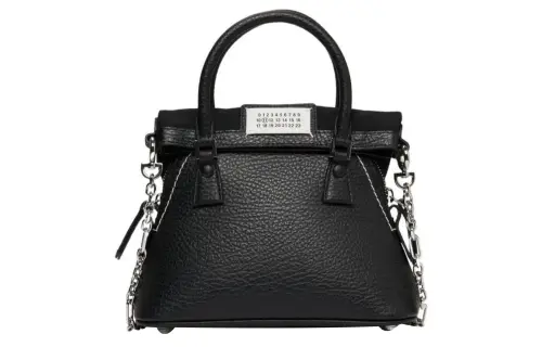 Maison Margiela Leather Dome Bag, Shoulder Bag, Crossbody Bag, Handbag Women's Black