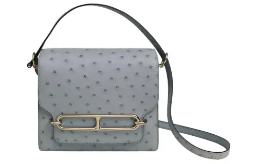 HERMES Roulis Ostrich Leather Pig Nose Bag, Crossbody Bag Mini Women's 8U Bleu Glacier Blue