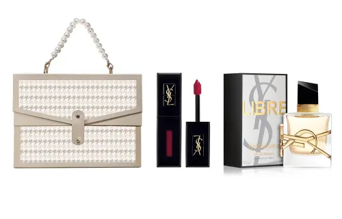YSL, perfume, lip gloss, bar, lipstick, gift box, makeup primer, set, light luxury style, Chanel style