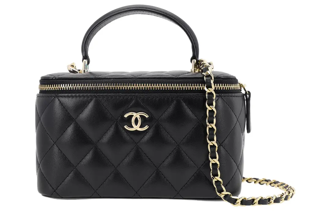 CHANEL Sheepskin Material Gold Chain Box Bag, Shoulder Bag, Crossbody Bag, Handbag Women's Black