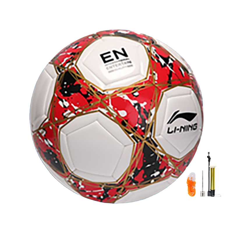 Li Ning Size 5 Soccer Ball TPU Machine Stitched Soccer Ball Unisex Red Black White