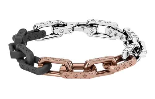 LOUIS VUITTON MONOGRAM CHAIN Stainless Steel Bracelets Men's Silver