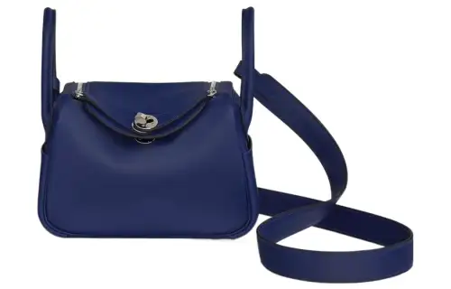 HERMES Lindy Swift Calfskin Handbag 19 Women's 73 Bleu Saphir Sapphire Blue