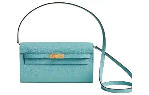 HERMES Kelly To Go Gold tone Lock Epsom Leather Crossbody Wallet Regular Women's