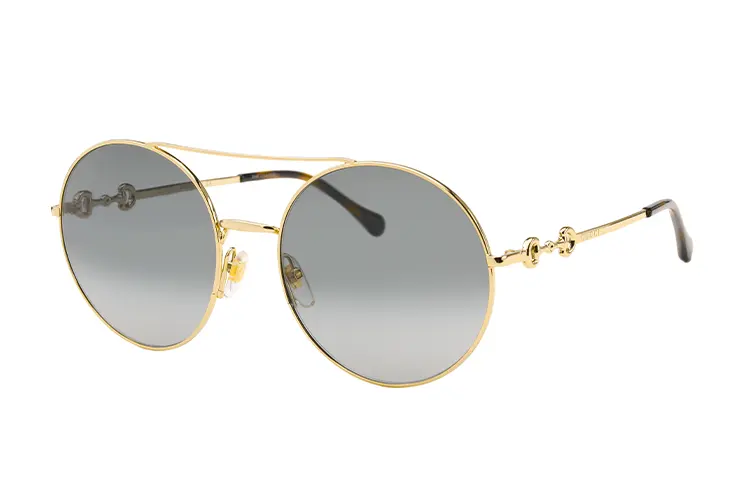GUCCI Gray Round Sunglasses Women's