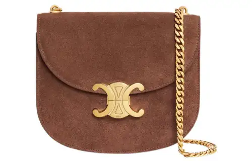 CELINE Triomphe Velvet With Calfskin And Suede Messenger Bag, Shoulder Bag, Crossbody Bag Regular Women's Brown