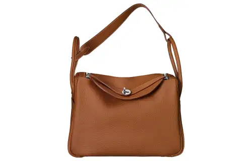 HERMES Lindy Taurillon Clemence Cow Leather Handbag 30 Women's 37 Gold Brown