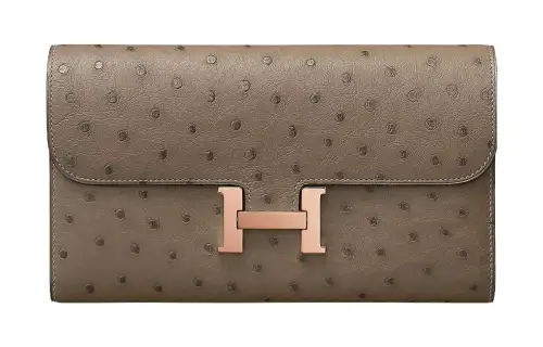 HERMES Constance Ostrich Leather Crossbody Bag, Shoulder Bag Regular Women's M8 Gris Asphalte Asphalt Gray