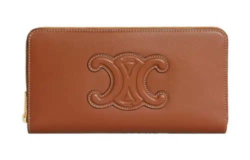 CELINE Cuir Triomphe Smooth Calfskin Wallet Large Women's Brown