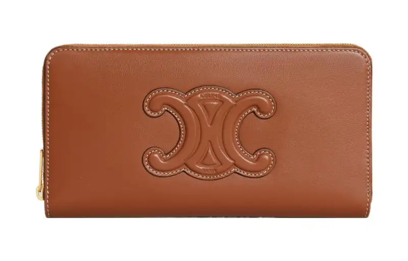 CELINE Cuir Triomphe Smooth Calfskin Wallet Large Women's Brown